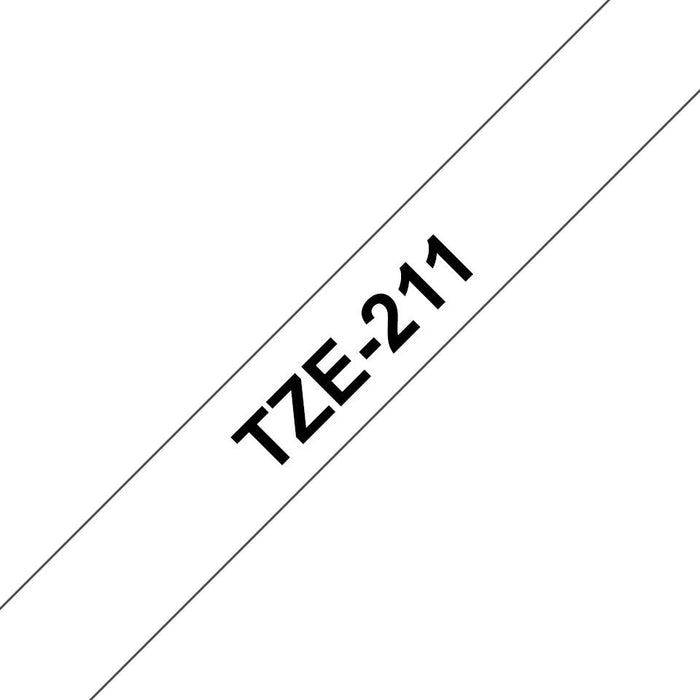 Brother Cinta Rotuladora Tze211, Negro Sobre Blanco, Rollo (0,58 Cm X 7,99 M) 1 Bobina, Para P-Touch