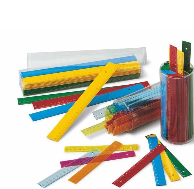 Faibo Bote Con 100 Reglas Escolares De 16cm - Colores Fluor Tranparentes Surtidos