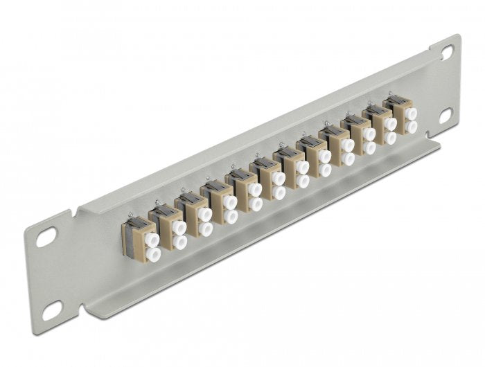 Delock 10" Panel De Conexión Fo 12 Puertos Lc Duplex Beige 1 U Gris