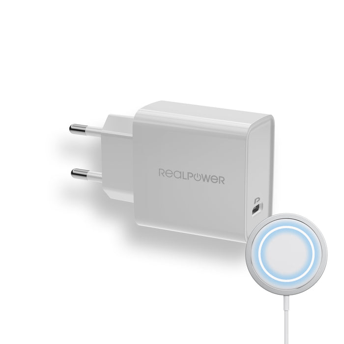 EAN 4040895008626 - RealPower PC-MagSet Universal Blanco Corriente alterna Cargador inalámbrico Interior imagen 1