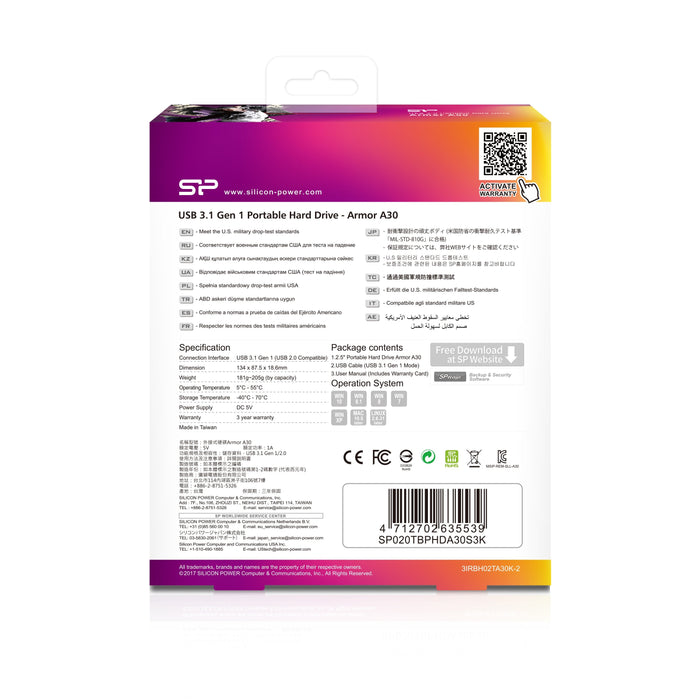 Disco Externo Hdd Silicon Power A30 2tb 2.5" Usb 3.1 Antigolpes