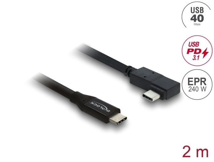 Delock Koaxiales Usb 40 Gbps Cable Angular Links / Rechts Usb Pd 3.1 240 W 2 M
