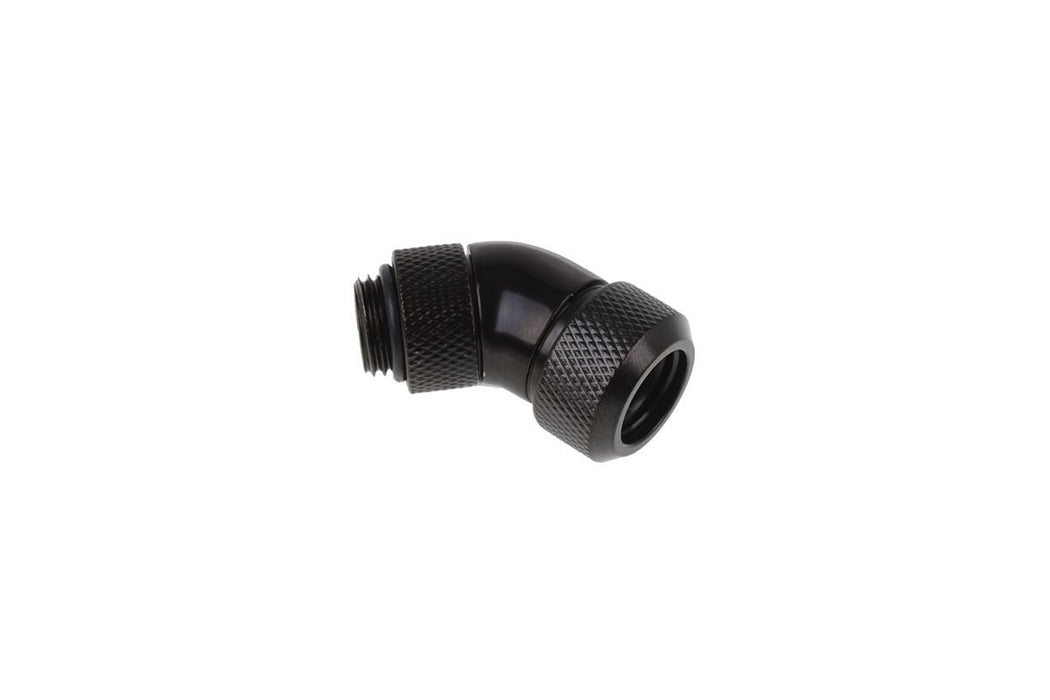 Alphacool Eiszapfen 13mm Hardtube Boquilla Atornillable 45 ° Giratoria, Conexión Negra, G1 / 4 Para Tubos