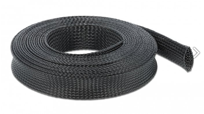 Delock 18851 Funda Trenzada Estirable 5 M X 25 Mm, Color Negro