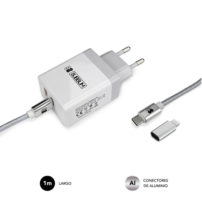 EAN 8436586742089 - SUBBLIM SUBCHG-3WPD10 cargador de dispositivo móvil Universal Plata, Blanco Corriente alterna Carga rápid imagen 5