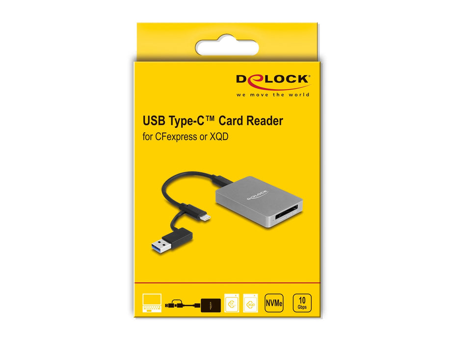 Delock 91008 Lector De Tarjetas Usb Type-C En Carcasa De Aluminio Para Tarjetas De Memoria Cfexpress O Xqd