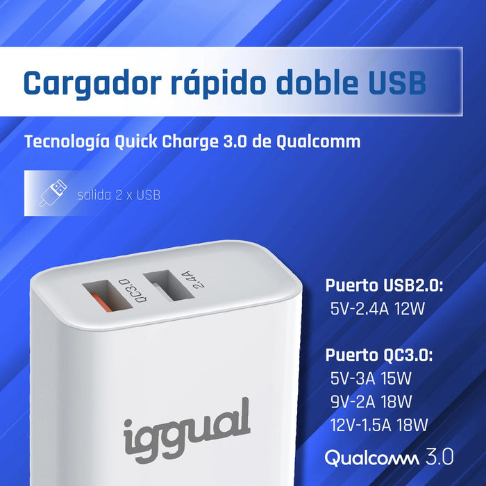 EAN 8435364317389 - iggual IGG317389 cargador de dispositivo móvil Universal Blanco Corriente alterna Interior imagen 3