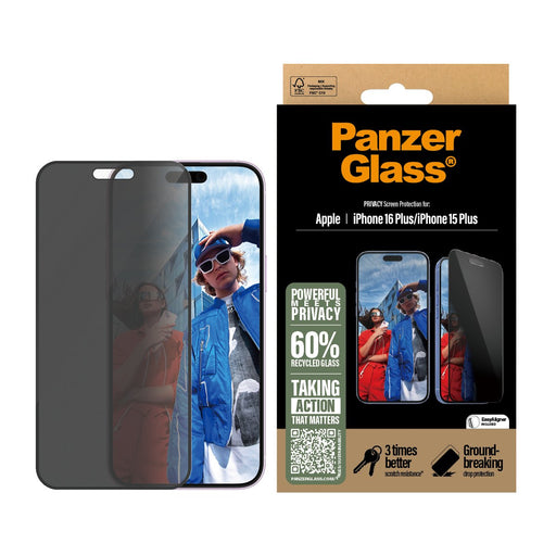 EAN 5715685002472 - PanzerGlass ® Privacy Screen Protector iPhone 16 Plus | 15 Plus | Ultra-Wide Fit w. EasyAligner Protector imagen 2