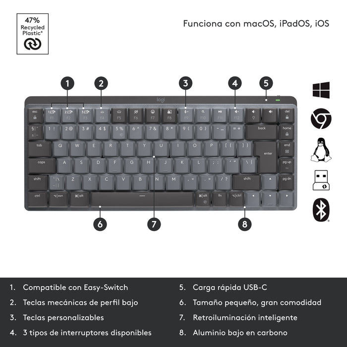 EAN 5099206103221 - Logitech Master 920-010780 teclado Oficina RF Wireless + Bluetooth QWERTY Internacional de EE.UU. Grafito imagen 10