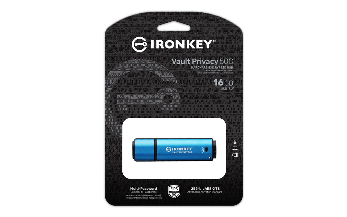 EAN 0740617330298 - Kingston Technology IronKey Vault Privacy 50 unidad flash USB USB Tipo C 3.2 Gen 1 (3.1 Gen 1) Negro, Azu imagen 3