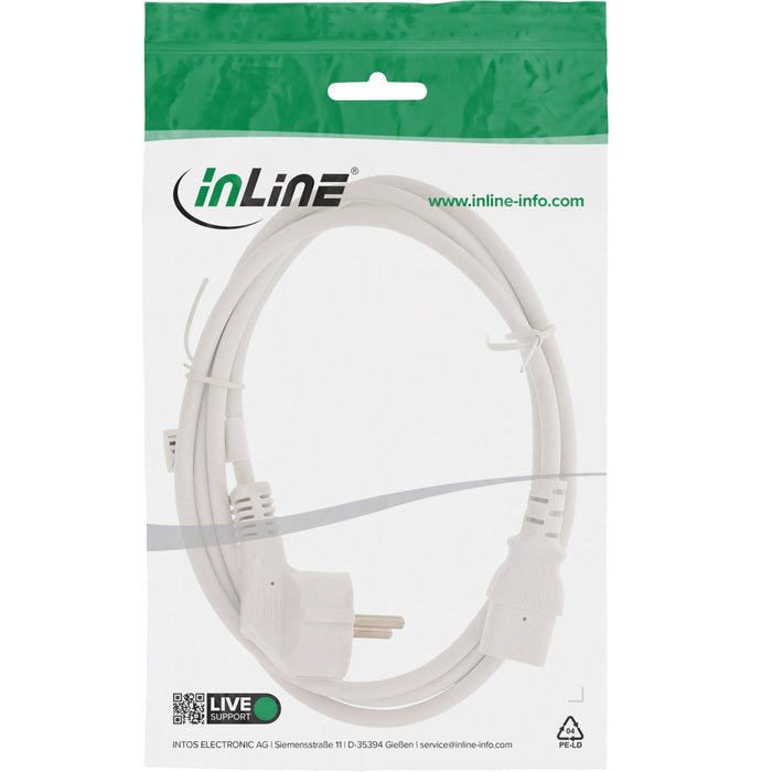 Cable De Alimentación Inline, Schutzkontakt A Iec Hembra De 3 Pines, Blanco, 0,5 M