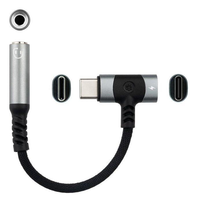 Cable Adaptador Usb-C/M - Audio3.5/H+Usb/H 3a 10cm