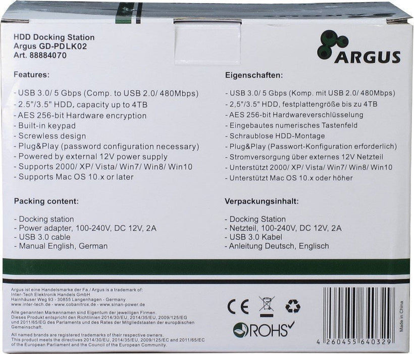 Inter-Tech 88884070 Base De Conexión Para Disco Duro Usb 3.2 Gen 1 (3.1 Gen 1) Type-B Negro, Estación De Acoplamiento Negro, Unidad De Disco Duro, Ssd, Sata, Serial Ata Ii, Serial Ata Iii, 2.5,3.5", 16 Tb, Usb 3.2 Gen 1 (3.1 Gen 1) Type-B,