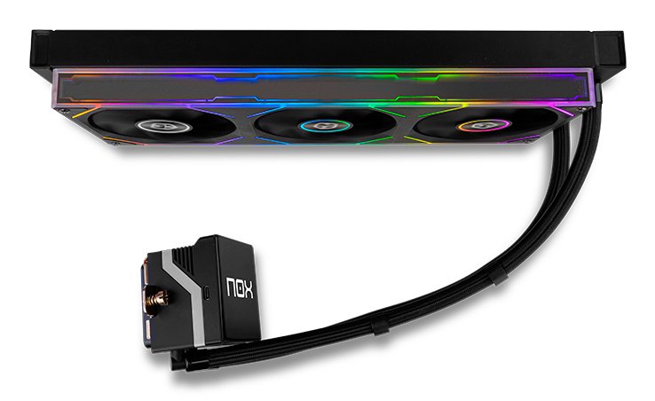 Refrigeracion Liquida Cpu  Nox M-360 Lcd 3xvent 120mm Pwm Argb Negro