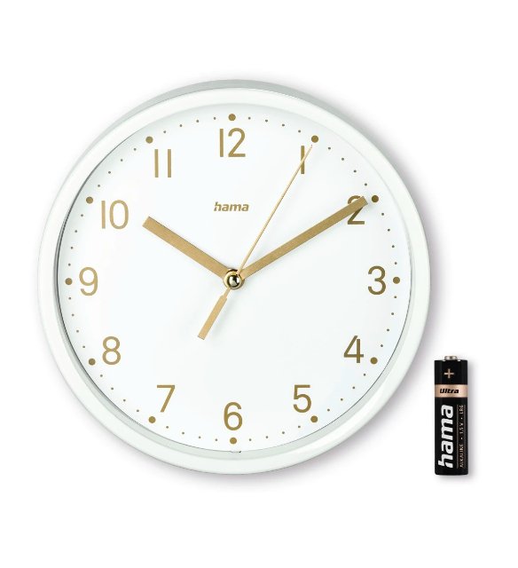 Hama Madeira Reloj De Sobremesa Analogico - Silencioso - Funciona Con 1 Pila Aa - 16x4.5cm - Blanco