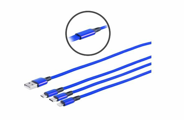 EAN 5715063490549 - Microconnect MC-USBA-3WAY cable USB USB 3.2 Gen 1 (3.1 Gen 1) 1,2 m USB C/Micro-USB B/Lightning Azul imagen 1