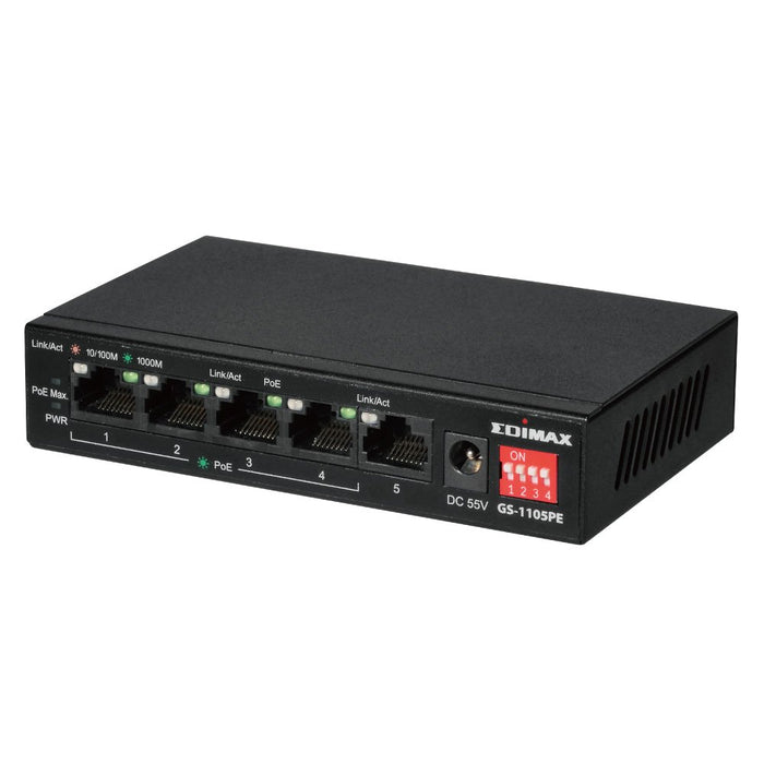 EAN 4717964705426 - Edimax GS-1105PE switch No administrado Gigabit Ethernet (10/100/1000) Energía sobre Ethernet (PoE) Negro imagen 2