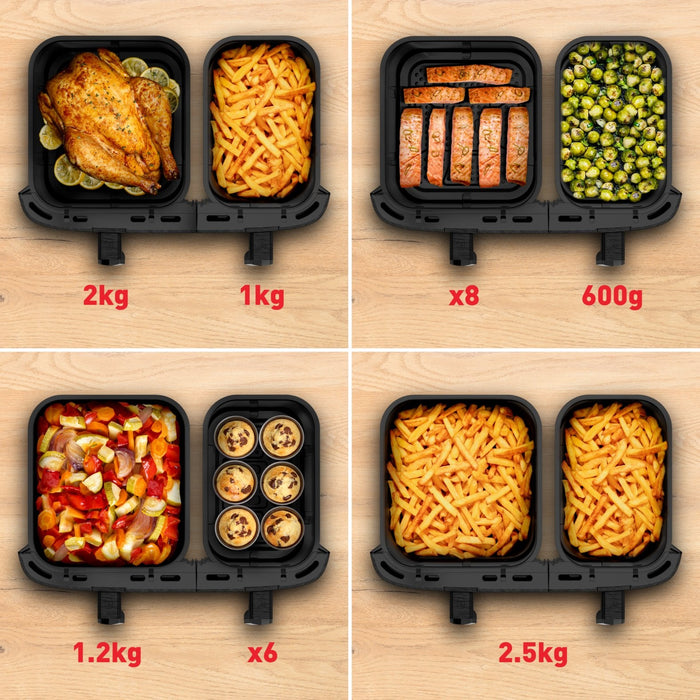 Freidora Tefal Easy Fry Dual Xxl Ey9428e0 Doble 11 L Independiente 2020 W Negro
