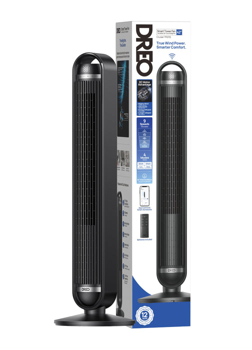 Dreo - Tower Fan Wifi 611s, 9 Speeds, 4 Modes, 106cm - Smart