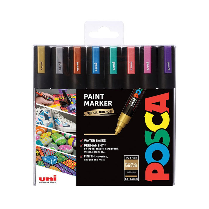 EAN 3296280021737 - POSCA PC-5M Azul, Marrón, Coral, Oro, Rosa, Plata, Turquesa, Violeta 8 pieza(s) imagen 1