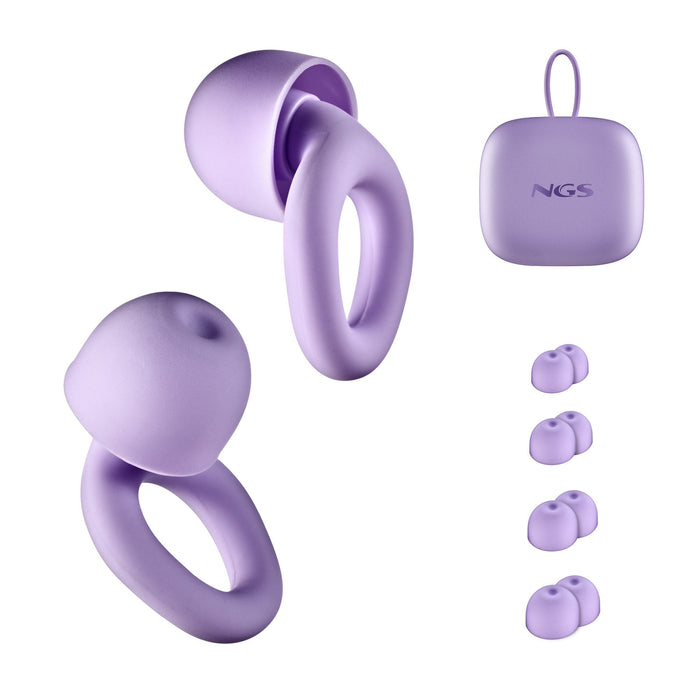 Tapones De Silicona Ngs Para Los Oidos Incluye Funda Y 4 Almohadillas Purple