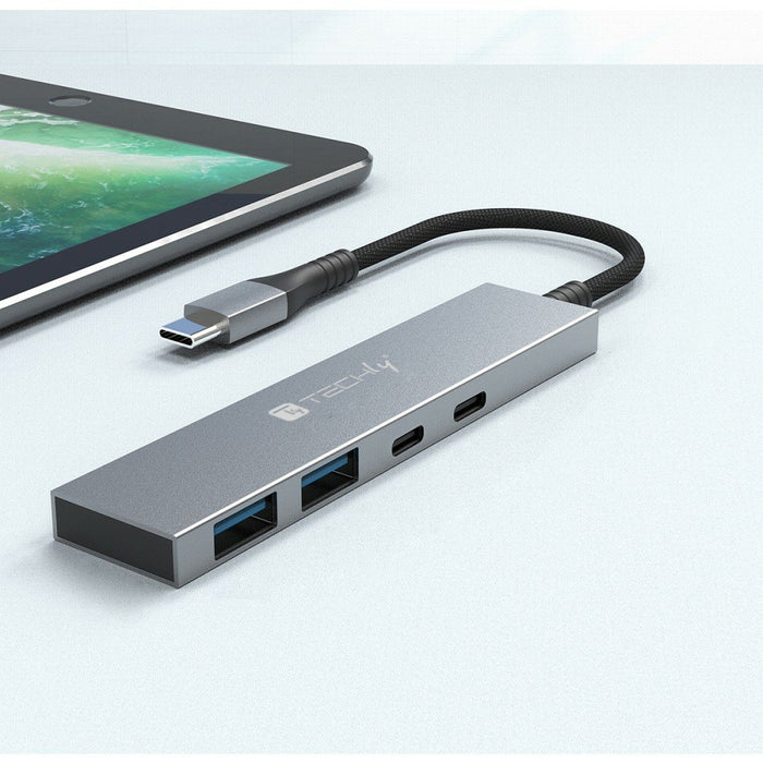 EAN 8059018366945 - Techly IUSB32C-HUB4AC hub de interfaz USB 3.2 Gen 1 (3.1 Gen 1) Type-C 5000 Mbit/s Plata imagen 3