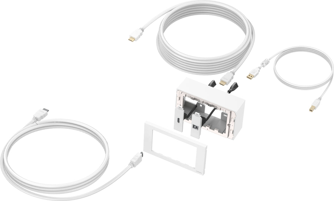 Paquete De Placa Frontal Av Modular Y Cables Cables De 5 Metros 4k A 60 Hz Paquete Simple Para Instalar Pantalla Táctil O Proyector Incluye Caja Trasera De Doble Gang Y Marco De Doble Gang Del Reino Unido Que Acomoda Cinco Módulos Módulos I