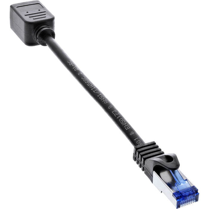 Extensión De Cable De Red  Inline, Protector Rj45, S/Ftp (Pimf), Cat.6a, Libre De Halógenos, Cobre, Negro, 0,2 M