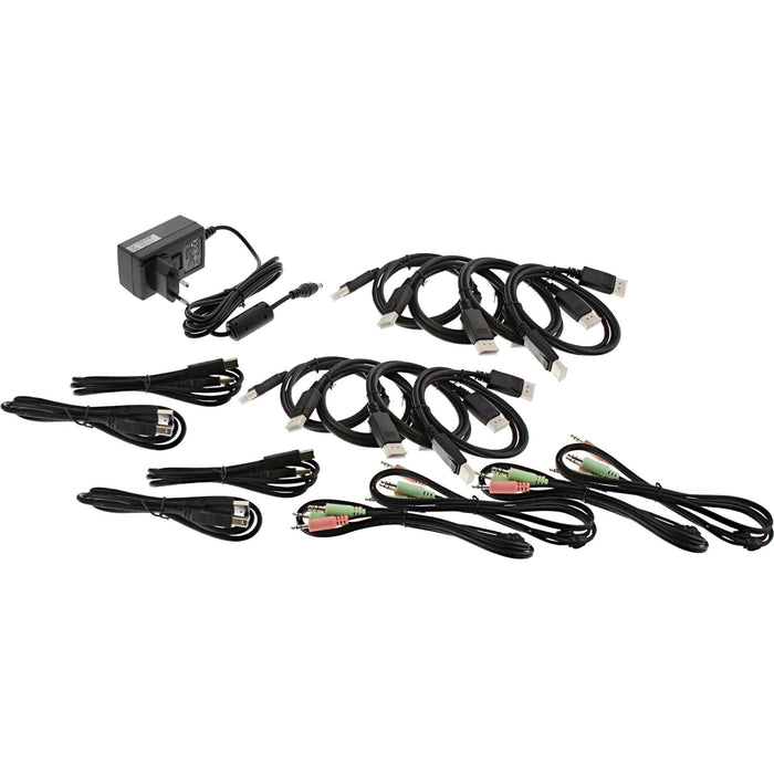 Switch Kvm Inline, 4 Puertos, Monitor Doble Displayport 1.2, 4k, Usb 3.0, Audio
