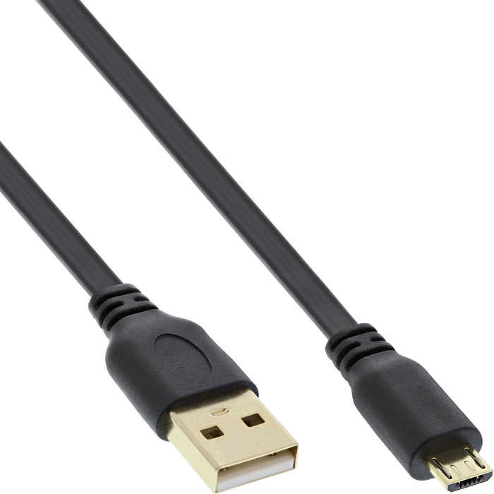 Inline Micro Usb 2.0 Cable Plano Usb A A Micro-B Negro / Dorado 0,5m
