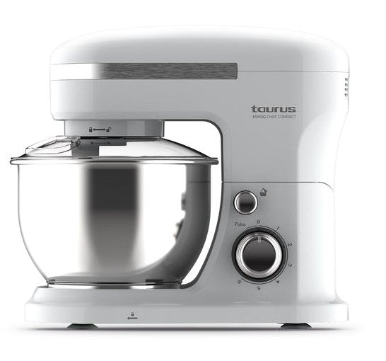 Taurus - Batidora Amasadora 1000w  Acero Inoxidable 4l  5 Funciones  6 Velocidades + Turbo  Bol