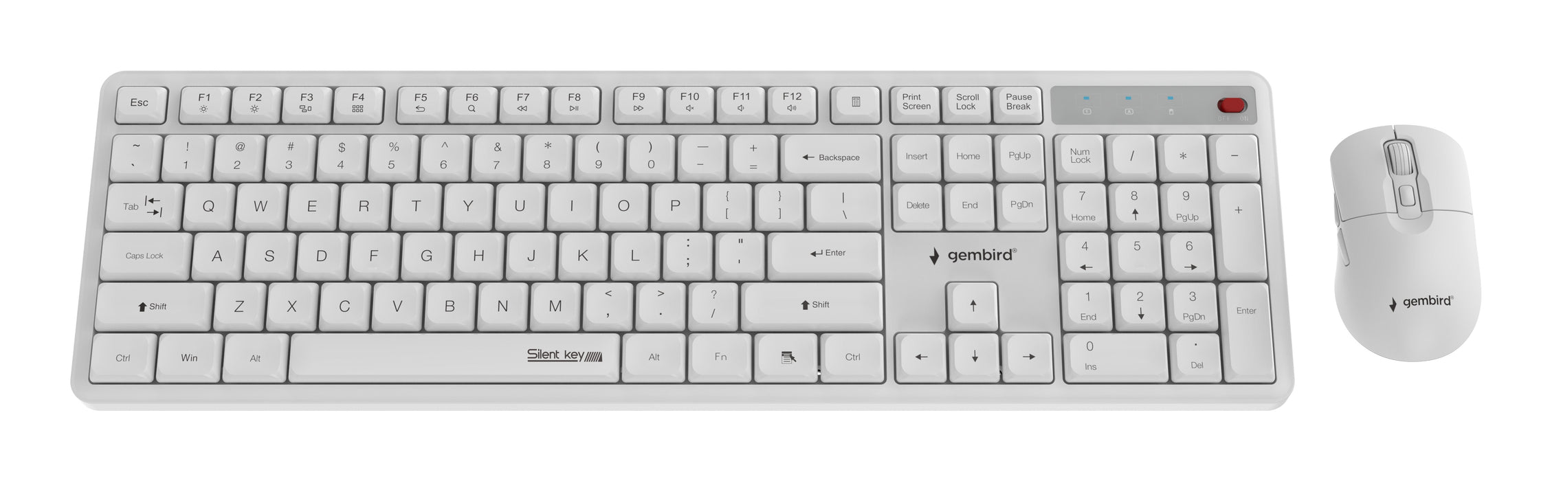 Keyboard +Mouse Wrl Eng/White Kbs-Wms-01-W Gembird