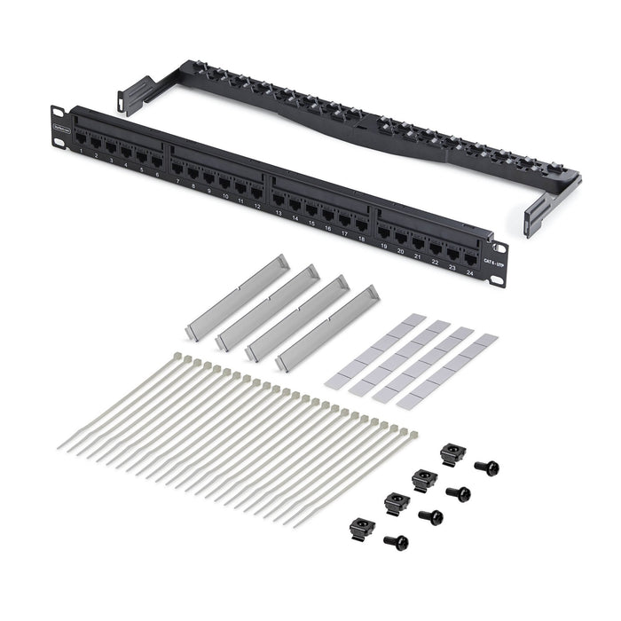 24 Port 1u Feed Through Patch Panel With Cable Management C6panelutp241uft