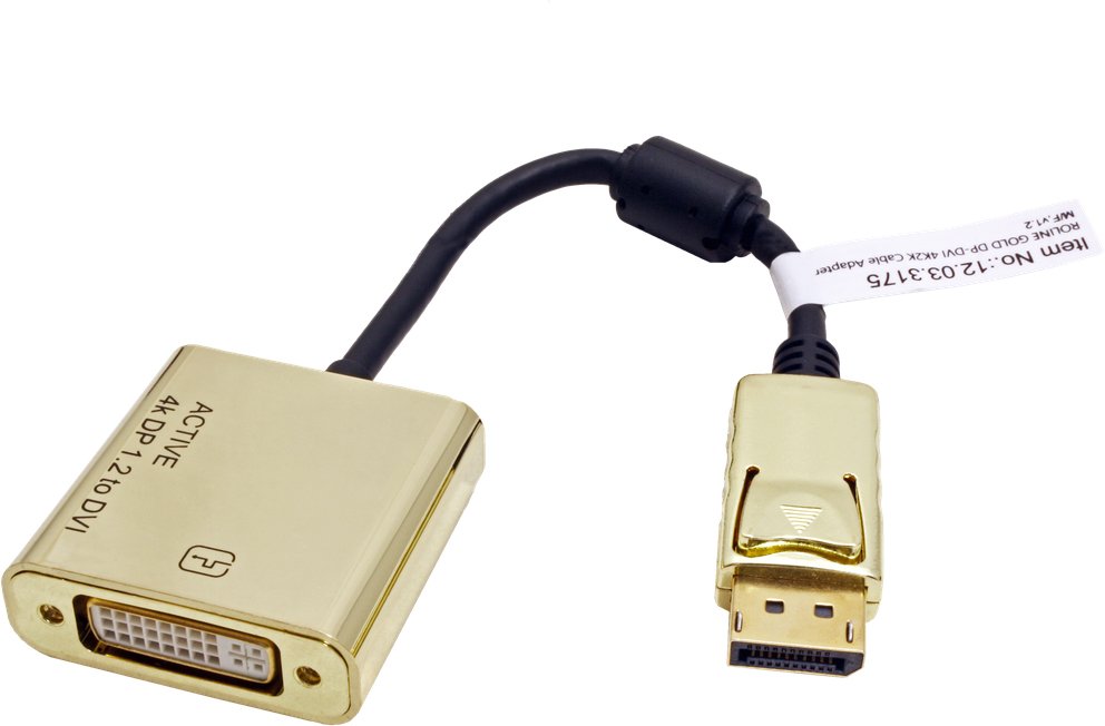 Roline Gold 4k Displayport-Dvi Adapter, Aktiv, V1.2, Dp St - Dvi Bu