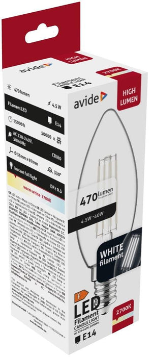 Avide Led Birne Blanco Filament Candle 4.5w E14 Ww 2700k