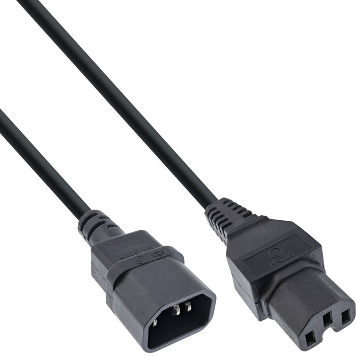 40pcs. Pack Bulk-Pack Inline® Power Cable Extensión C15 Straight A C14 Socket Straight Black 1.8m