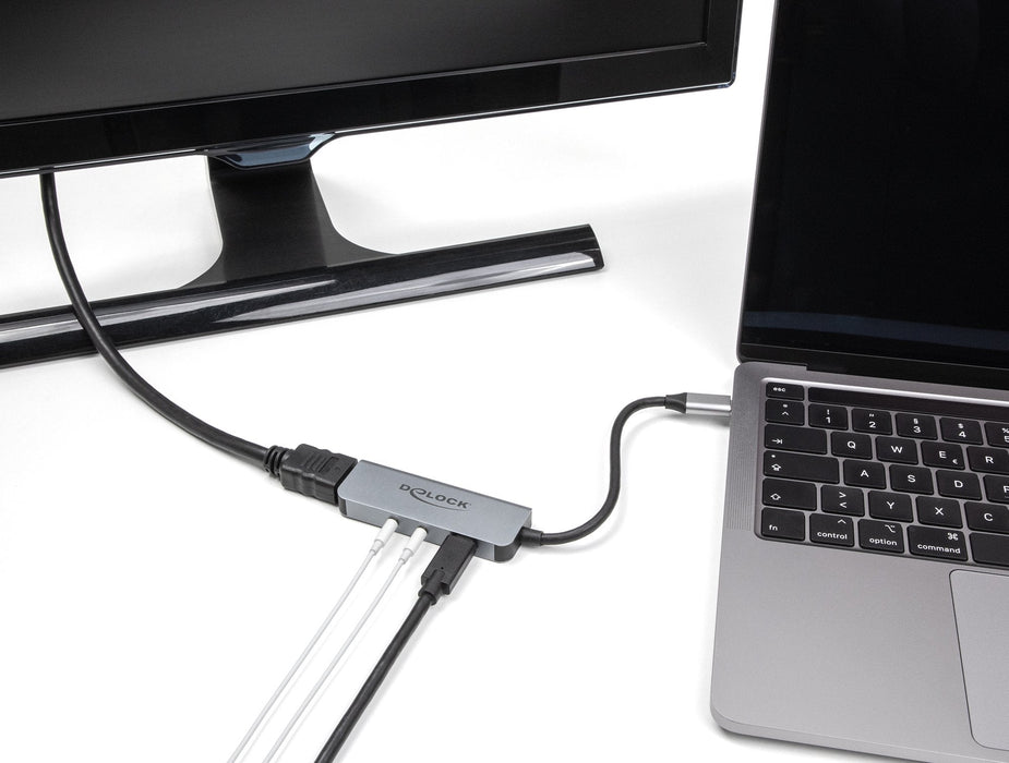 Delock Usb Type-C Adapter Zu Hdmi 4k 60 Hz Und Headset Und Mikrofonschluss + Usb Type-C Pd 95 W