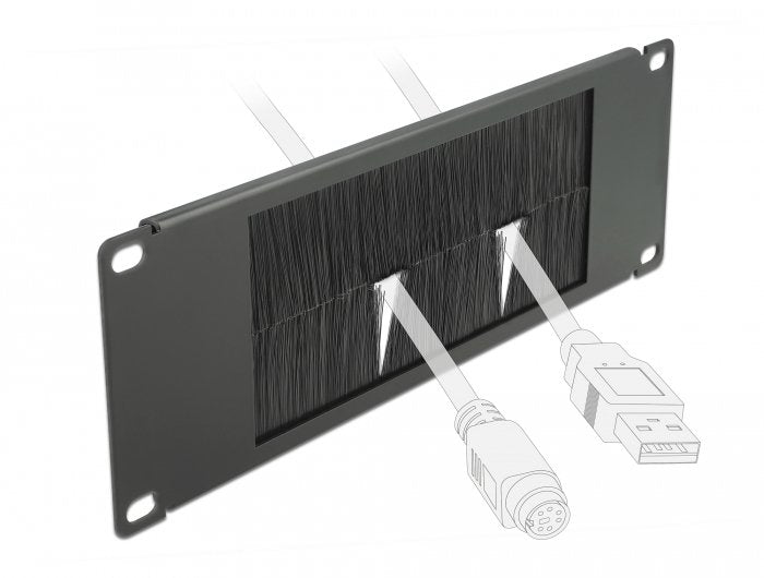 Delock 10 Cepillo Gestión Cable 2 U Negro
