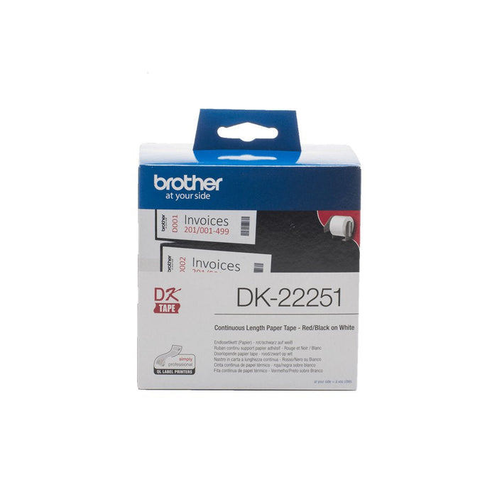 Brother Dk-22251,Negro/Rojo Sobre Blanco,Rollo (6,2 Cm X 15,24 M) 1 Bobina(S) Papel Continuo De Etiqueta