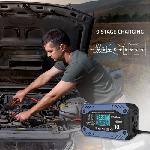 EAN 5901878524825 - Qoltec 52482 Cargador de batería para vehículos 12/24 V Negro, Azul imagen 5
