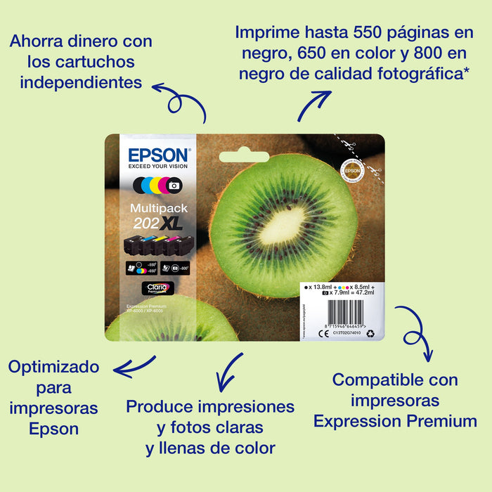 EAN 8715946646237 - Epson Kiwi 202 cartucho de tinta 1 pieza(s) Original Rendimiento estándar Cian imagen 2