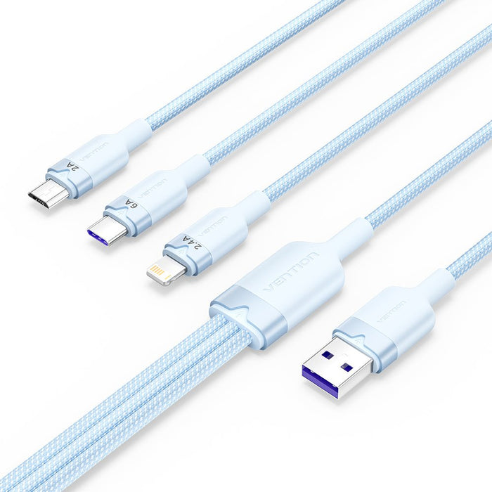 EAN 6922794709829 - Vention CTRLG cable USB USB 2.0 1,5 m USB A USB C/Micro-USB B/Lightning 0,48 Gbit/s 120 W Azul imagen 1