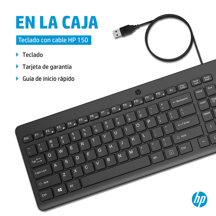 EAN 0196548244102 - HP 150 USB-A Wired Keyboard teclado Universal Negro imagen 4