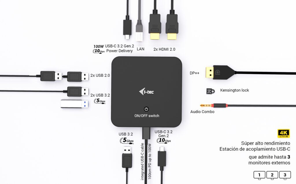 EAN 8595611707469 - i-tec USB-C DP Dual HDMI Docking Station with Power Delivery 100 W imagen 5