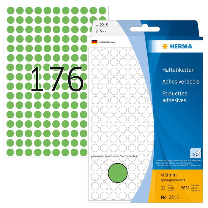 EAN 4008705022156 - HERMA 2215 etiqueta autoadhesiva Círculo Verde 5632 pieza(s) imagen 1
