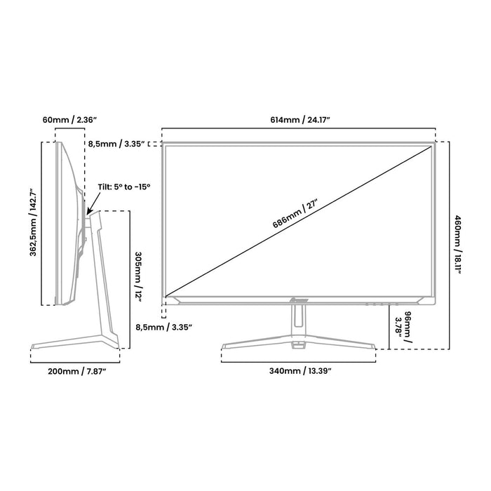 EAN 0850054766854 - Arozzi Nova 27″ pantalla para PC 68,6 cm (27") 2560 x 1440 Pixeles Quad HD LED Negro imagen 4