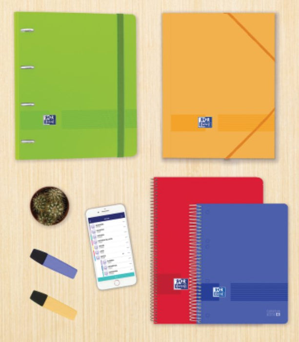Oxford Live & Go Carpeta 4 Anillas Europeanbinder Polyfoam C/ Recambio 100h 1 Línea A4+ Colores Surtidos Vivos