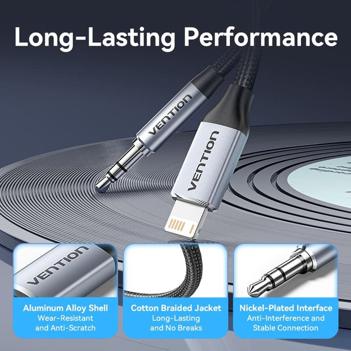 EAN 6922794787711 - Vention BMCHG cable de audio 1,5 m 3,5mm Lightning Gris imagen 3