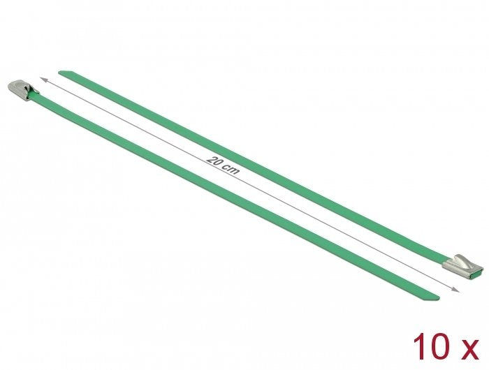 Delock Edelstahlcablebinder L 200 X B 4,6 Mm Grün 10 Stück