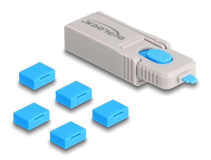 Delock 20923 Juego De Bloqueadores Usb Para Puerto Usb Tipo-A Hembra 5 Piezas + Herramienta De Bloqueo